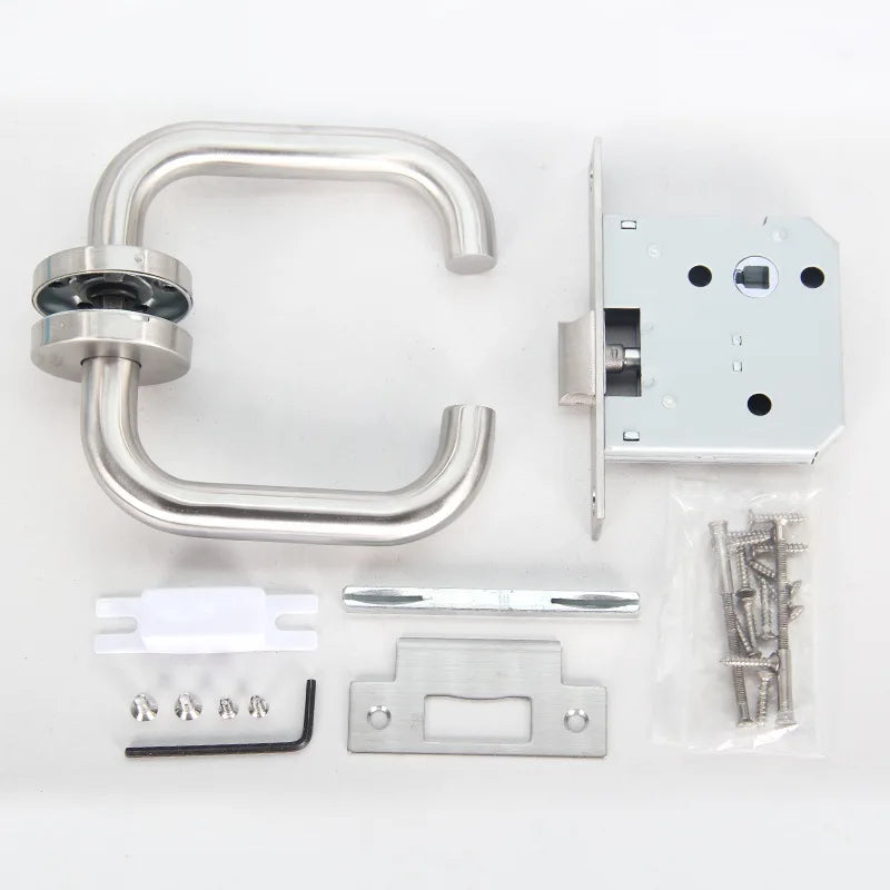 304 Stainless Steel Aisle Lock Stainless Steel Safety Channel Handle Single Tongue Aisle Fire Door Safety Lock