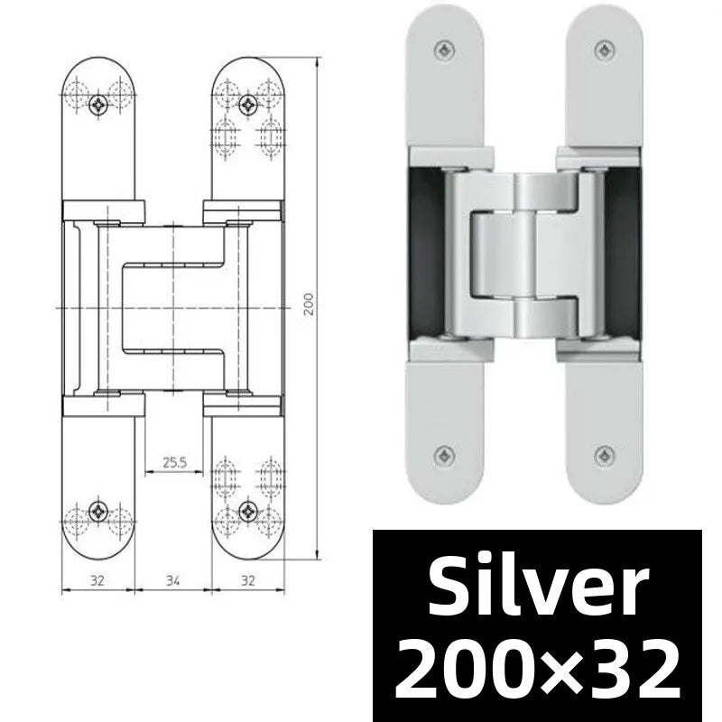 Hidden Three-dimensional Hinge Zinc Alloy Invisible Hinge Adjustable Door Three-dimensional Hinge