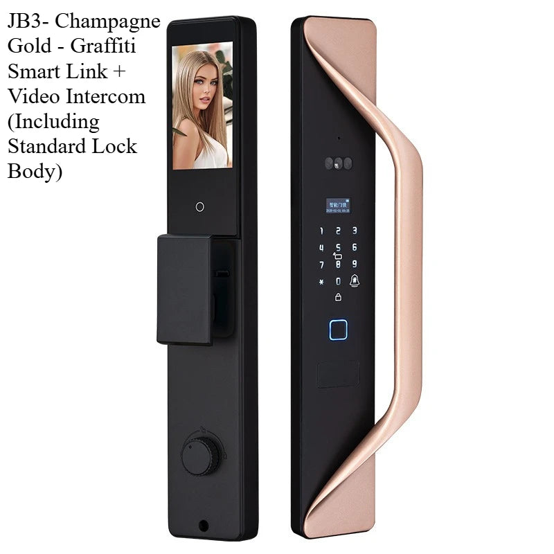 18 Languages Foreign Trade Smart Lock Fingerprint Lock Graffiti Visual Intercom 3D Facial Recognition Automatic Electronic Lock