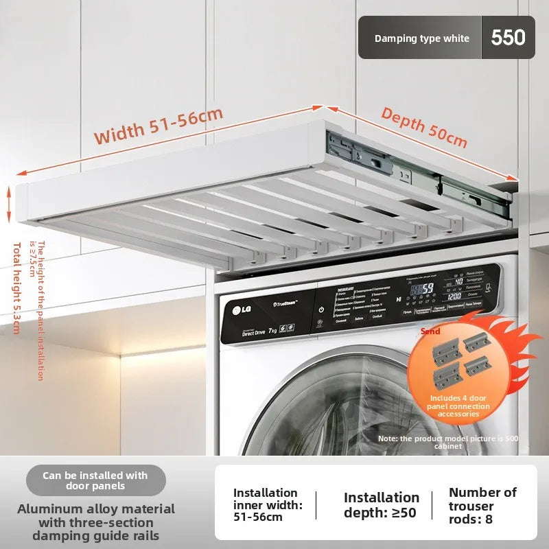 Washing Machine Pull Hanger, Hidden Telescopic Invisible Pants Hanger Above Balcony, Pants Draw Built-in Storage Slide