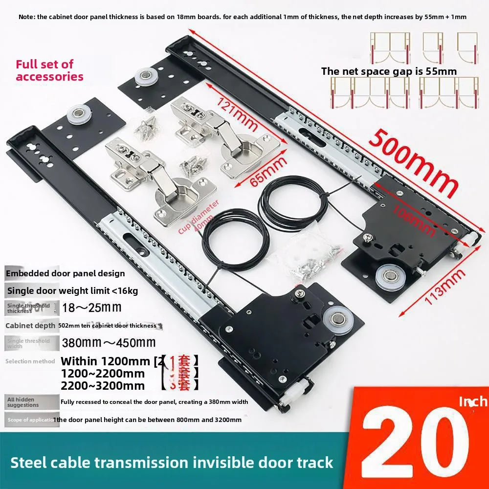 Hidden Swing Door Plug-in Track Cabinet Wardrobe Folding Telescopic Side Mount Reverse Swing Door Hardware Accessories