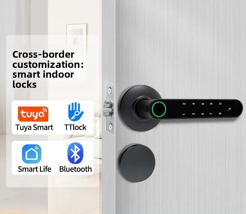 All-through Split Hotel Lock – Fingerprint & Card Smart Lock for Wooden Doors