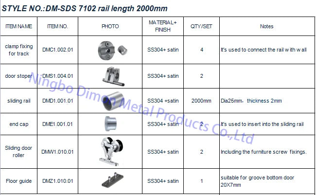 Dimon Customized High Quality SUS 304 Sliding Wooden Door Hardware DM-SDS 7102