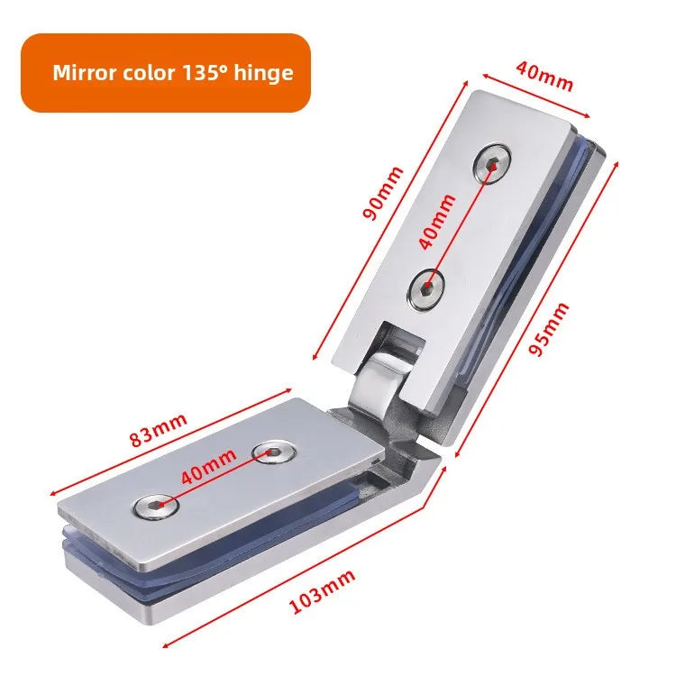 Frameless Glass Door Rectangular Bathroom Hinge 304 Stainless Steel Extremely Narrow Shower Room Hinge Door Clip Accessories