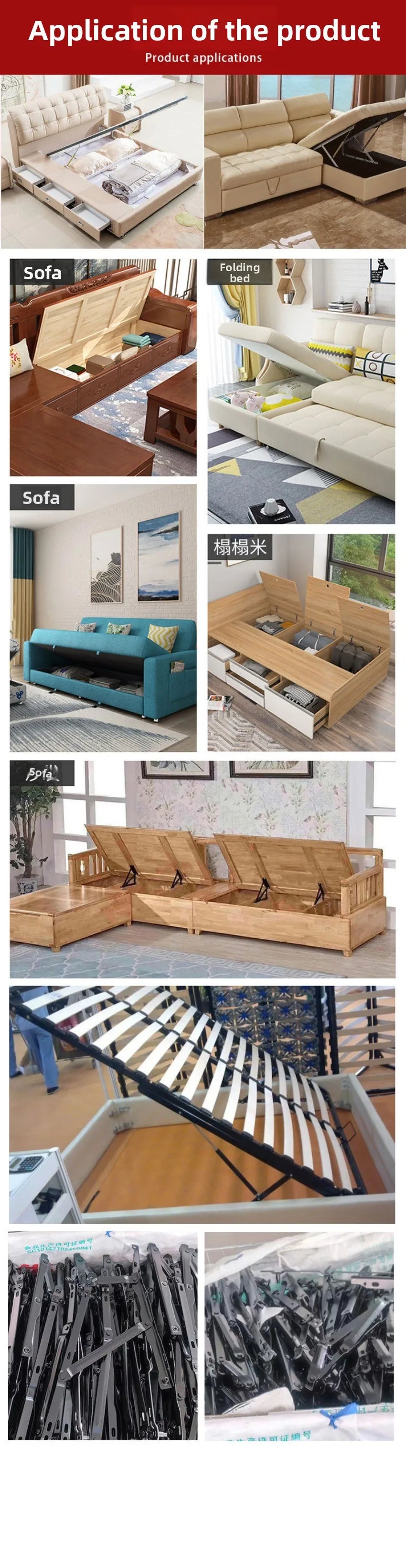 Bed Hydraulic Air Pole Tatami Bed Board Lifting Support Pole Bed Box Pneumatic Air Pole Bearing Strong Lifting