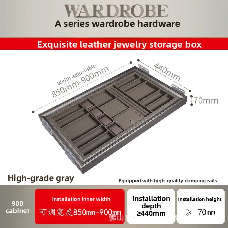 Multifunctional Telescopic Pants Rack Wardrobe Built-in Leather Jewelry Box Cloakroom Pull-up Pants Rack Pull Basket Storage Box