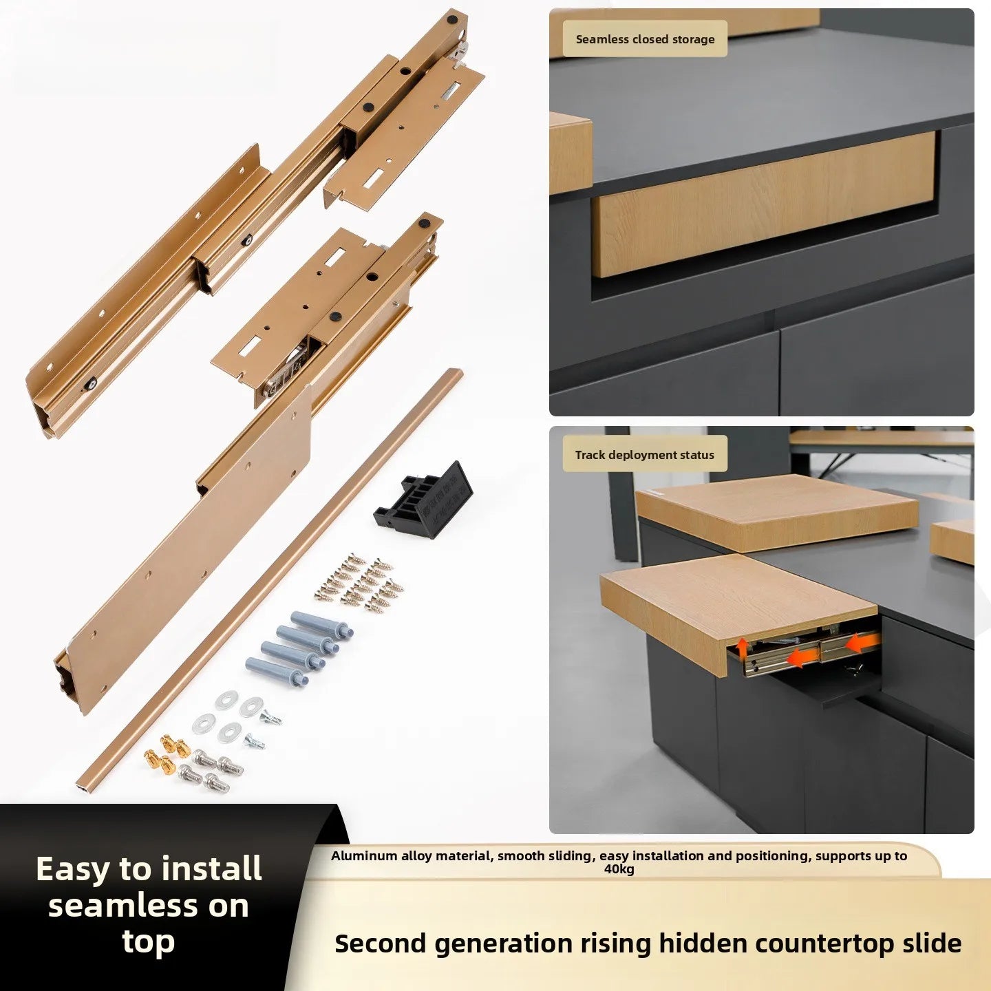 Invisible Rising Pull-out Table Hardware Extension Desk Slide Rail Folding Table Guide Rail Accessories