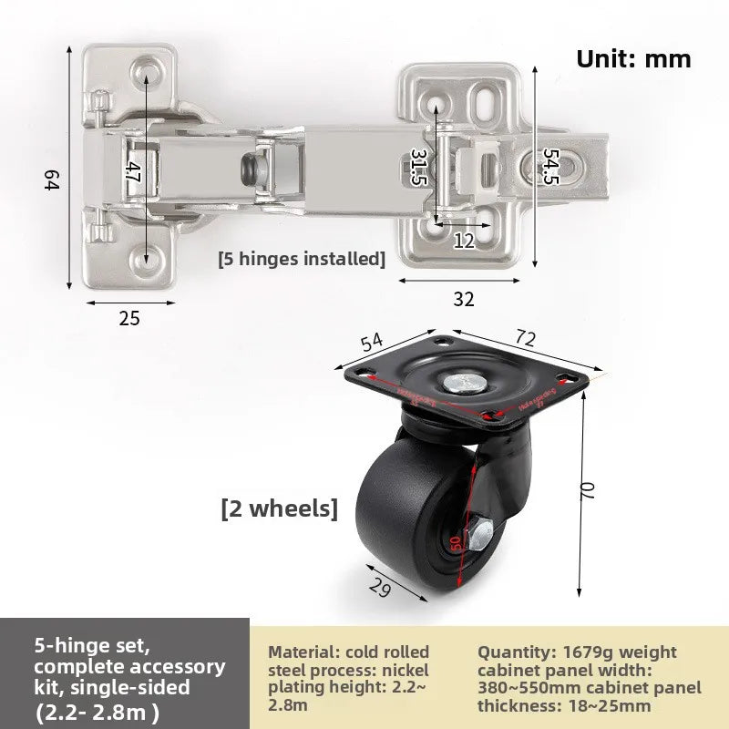 Refrigerator Storage Cabinet Door Hinge Hardware Full Set of Accessories Kitchen Locker Locker Double Door Large Angle Hinge