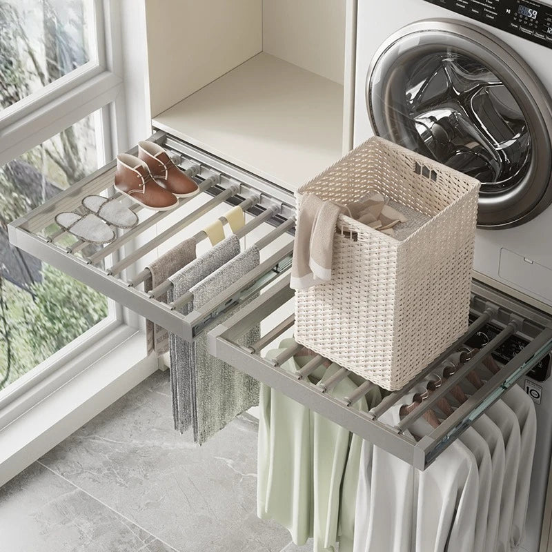 Washing Machine Pull Hanger, Hidden Telescopic Invisible Pants Hanger Above Balcony, Pants Draw Built-in Storage Slide