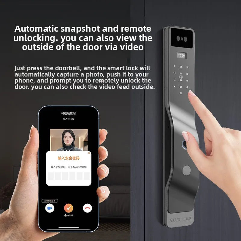Automatic 3D Facial Recognition Smart Lock – Phone Remote, Fingerprint & Password