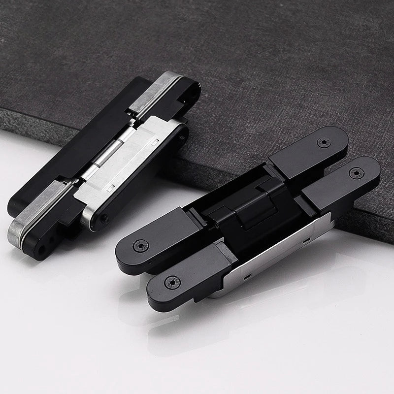 Ultra-thin Invisible Door Hinge 3D Adjustable Cross Hinge Wardrobe Folding Secret Door Hidden Hinge