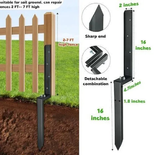 32-Inch Long Fence Post Anchorage, Stake for Repair of Tilted/broken Wooden Fence