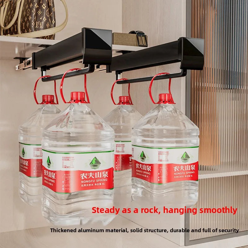 Pants Rack Telescopic Slide Rail Damping Wardrobe Multifunctional Built-in Non-punching Hanging Rod Top Pull-out Pants Rack