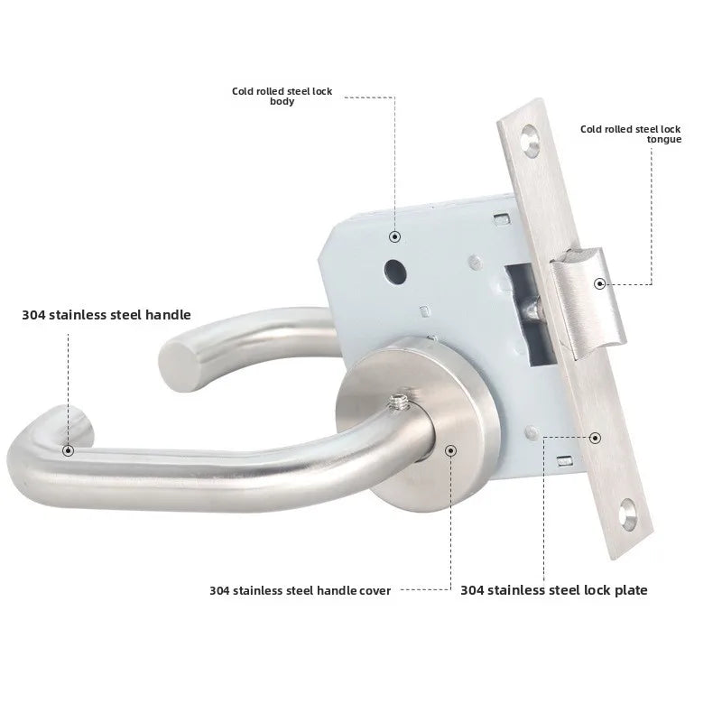 304 Stainless Steel Aisle Lock with Channel Handle for Fire Doors
