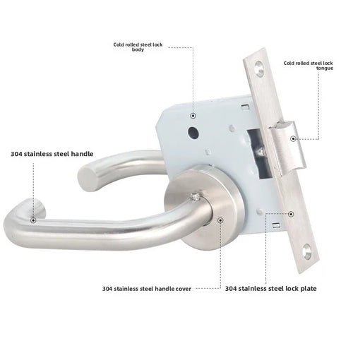 304 Stainless Steel Aisle Lock with Channel Handle for Fire Doors