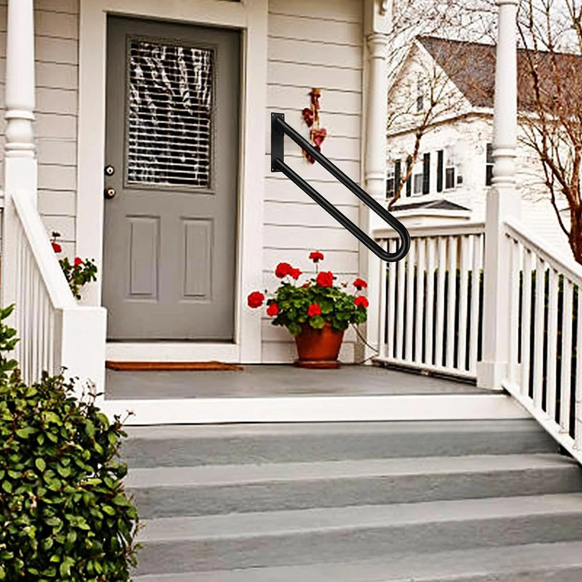 Anti-skid Black Pipe Stair Handrail Kit New Gardening Courtyard Railing Protection U-shaped Fence Household European Style