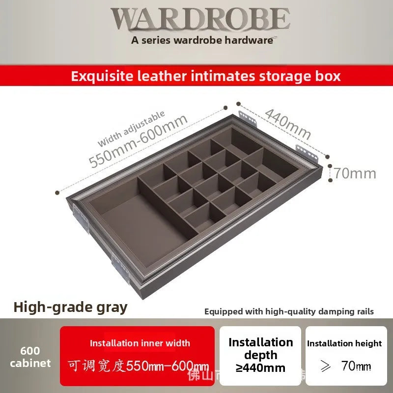 Multifunctional Telescopic Pants Rack Wardrobe Built-in Leather Jewelry Box Cloakroom Pull-up Pants Rack Pull Basket Storage Box