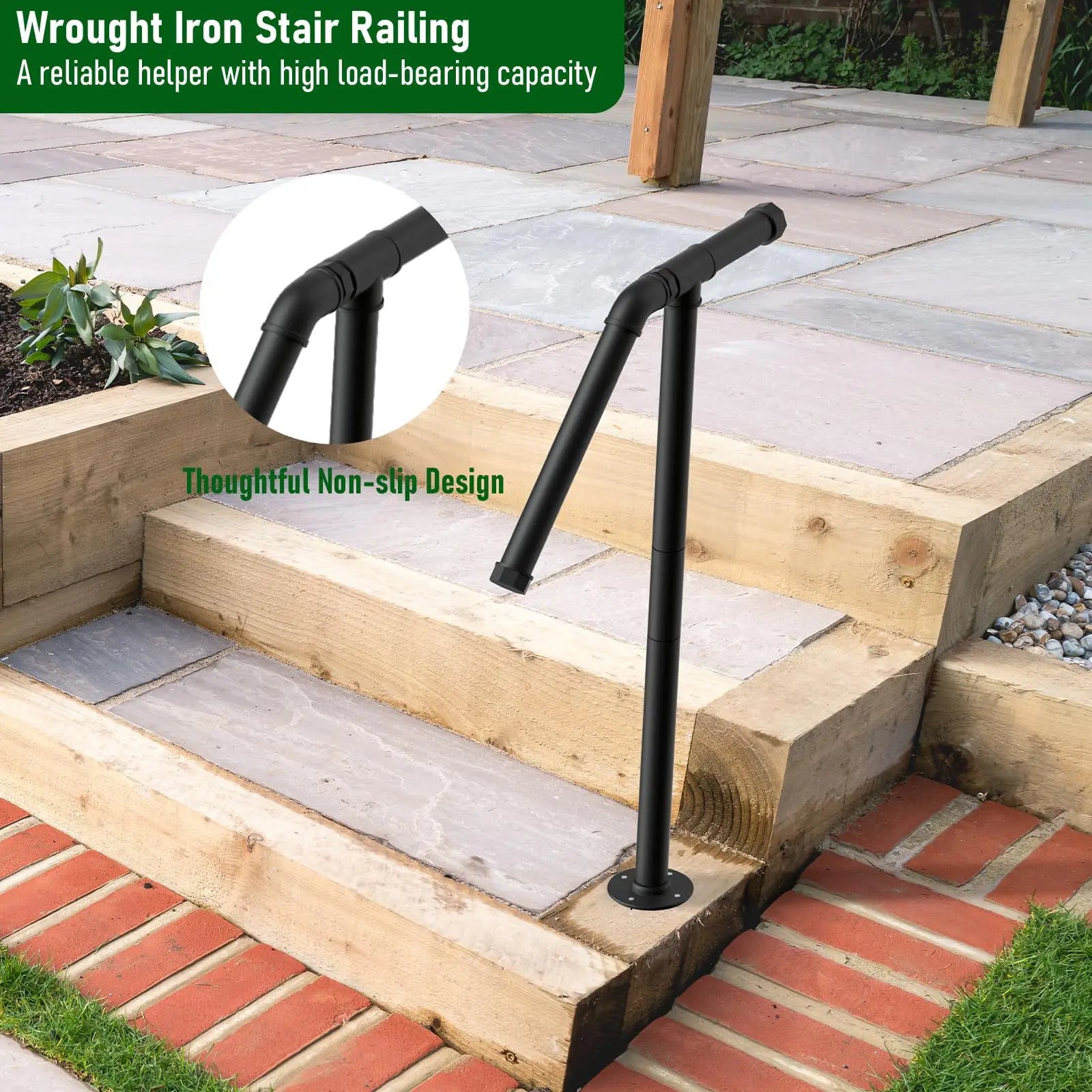 Simple Stairs American Household Industrial Water Pipe Outdoor Steps Garden Garage Wall Matte Black Children's Staircase