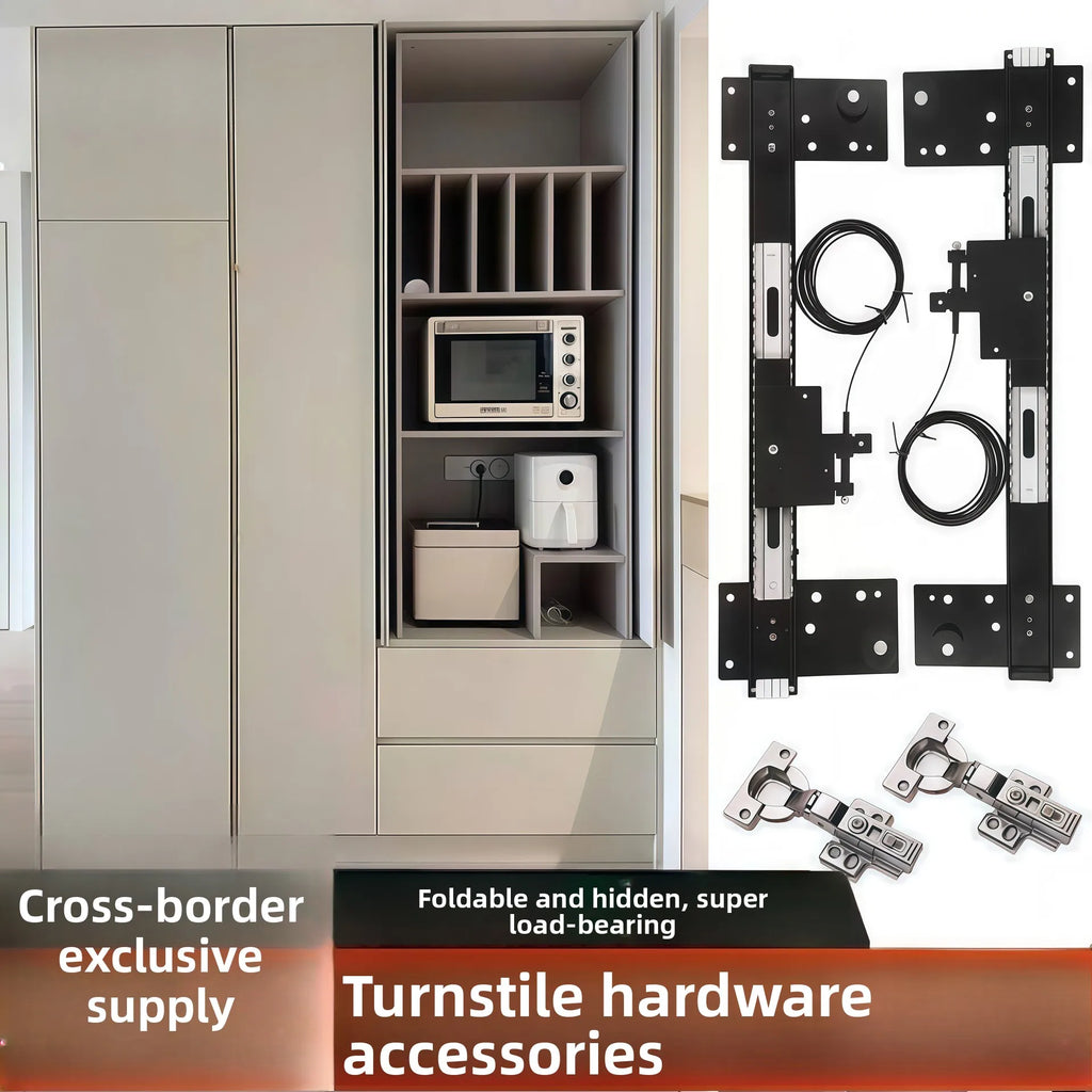 Hidden Swing Door Plug-in Track Cabinet Wardrobe Folding Telescopic Side Mount Reverse Swing Door Hardware Accessories