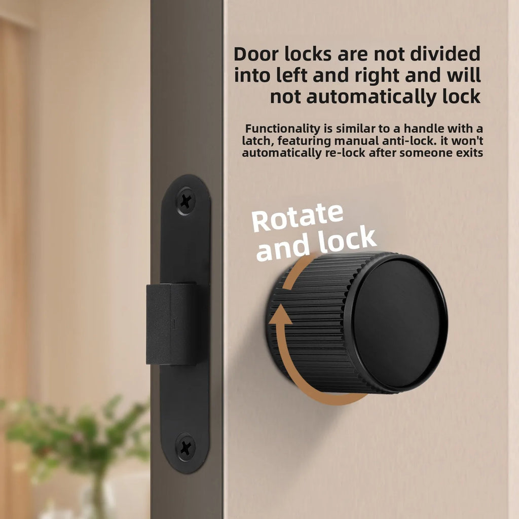 Minimalist Invisible Door Lock, Indoor Wooden Door Hidden Invisible Handle with Emergency Hole Single-sided Lock