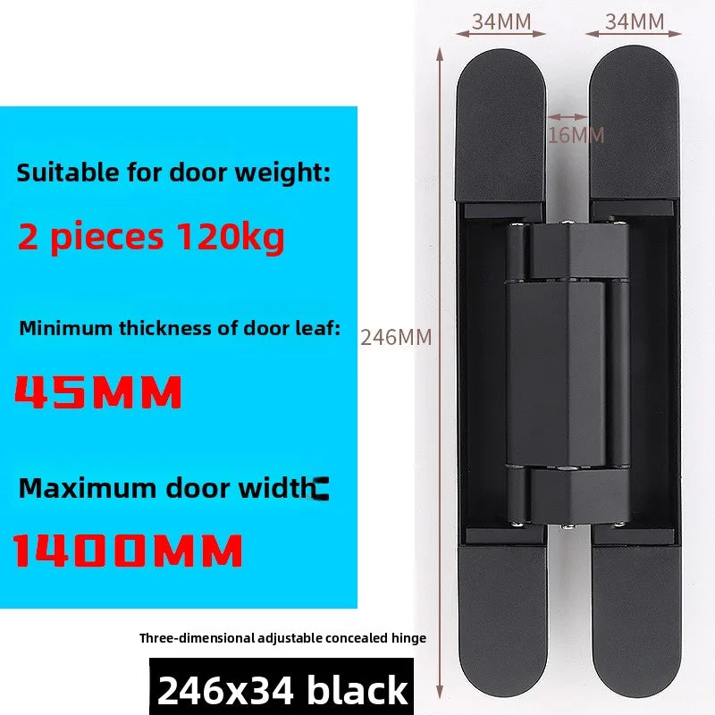 Hidden Three-dimensional Hinge Zinc Alloy Invisible Hinge Adjustable Door Three-dimensional Hinge