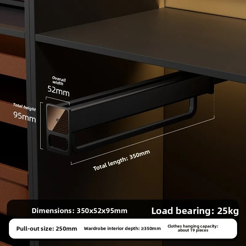 Storage Wardrobe Hanging Rod Pull-up Pants Rack Load-bearing Strong Telescopic Slide Rail Damping Silent Pull-up Wardrobe