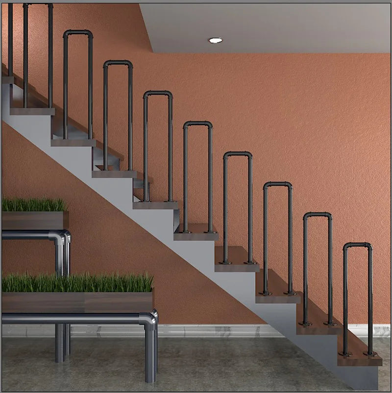 Simple Stair Handrail Household Elderly Children Household Fence Wrought Iron Water Pipe Indoor Creative Tone U-shaped Railing