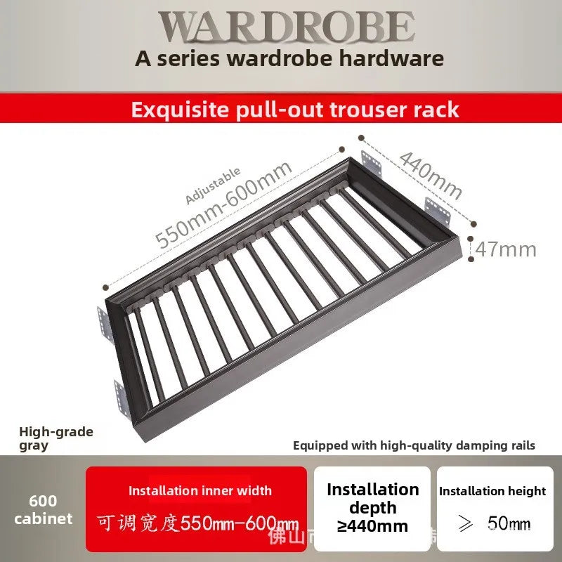 Multifunctional Telescopic Pants Rack Wardrobe Built-in Leather Jewelry Box Cloakroom Pull-up Pants Rack Pull Basket Storage Box