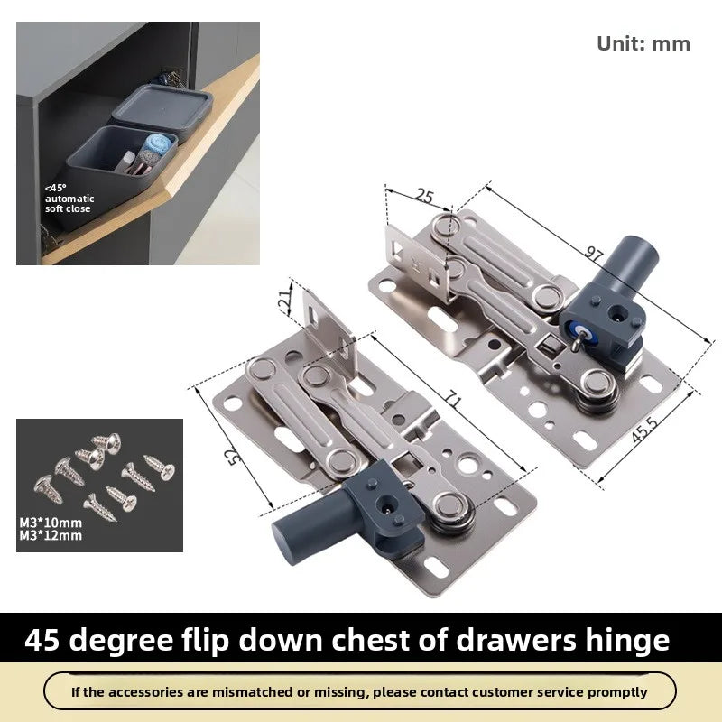 Sink Cabinet Under Turn 45 Degree Hinge Lower Door Damping Door Hinge Furniture Cabinet Door Connector Accessories