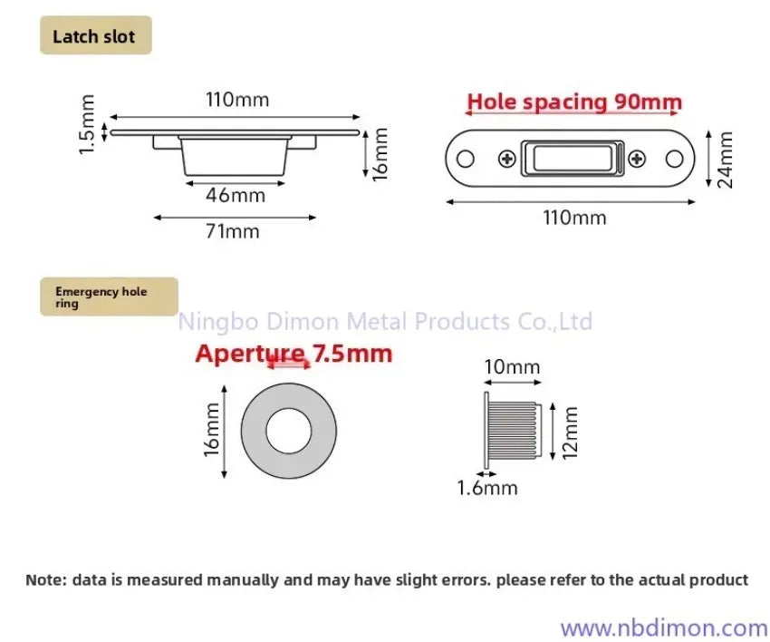 Minimalist Invisible Door Lock, Indoor Wooden Door Hidden Invisible Handle with Emergency Hole Single-sided Lock