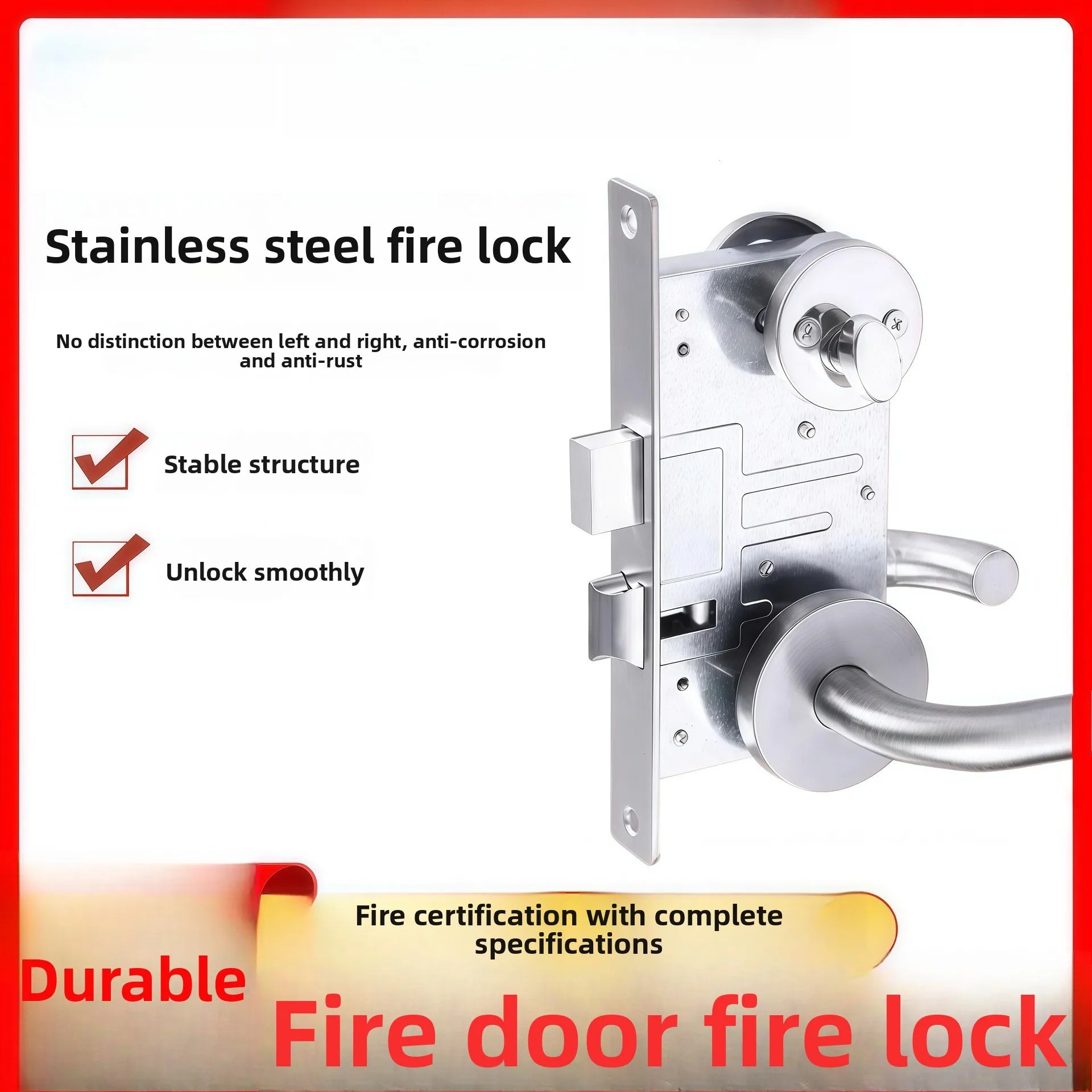 Safety Passage Escape Sliding Door Lock 304 Stainless Steel Universal Escape Fire Lock