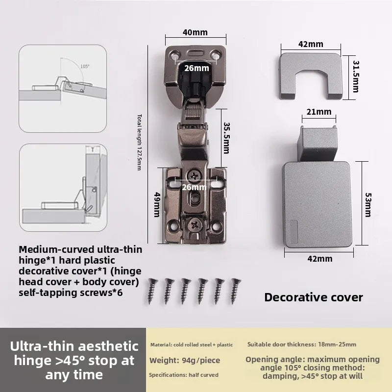 Two-stage Force 12mm Ultra-thin Hinge for Narrow Cabinet Doors