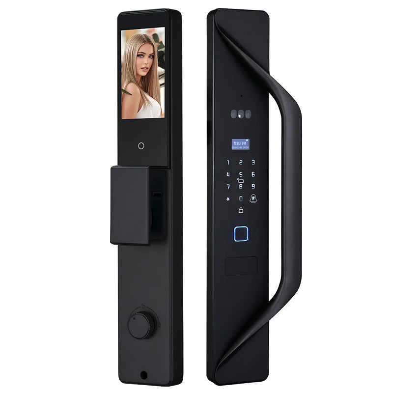 18 Languages Foreign Trade Smart Lock Fingerprint Lock Graffiti Visual Intercom 3D Facial Recognition Automatic Electronic Lock