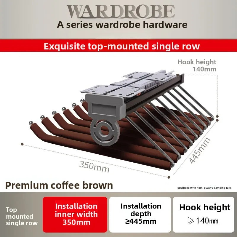 Cabinet Pull-out Pants Rack, Wardrobe Top Double-row Damping Pants Rack, Push-pull Retractable Pants Rack