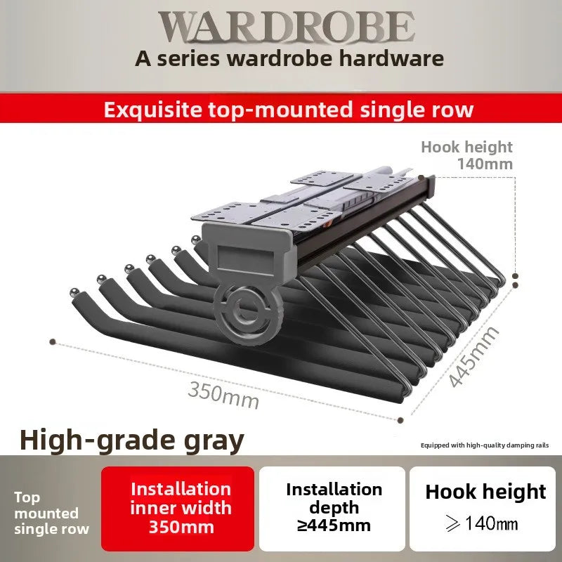 Cabinet Pull-out Pants Rack, Wardrobe Top Double-row Damping Pants Rack, Push-pull Retractable Pants Rack