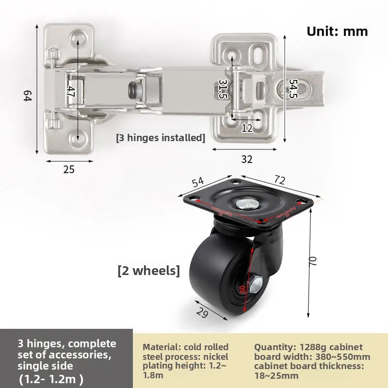Refrigerator Storage Cabinet Door Hinge Hardware Full Set of Accessories Kitchen Locker Locker Double Door Large Angle Hinge