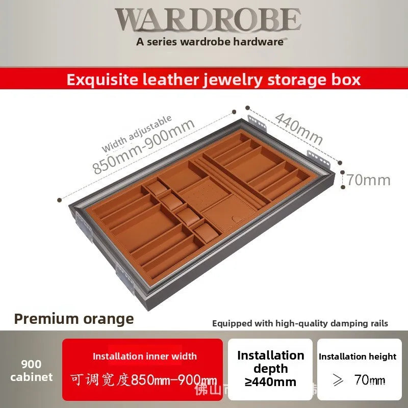 Multifunctional Telescopic Pants Rack Wardrobe Built-in Leather Jewelry Box Cloakroom Pull-up Pants Rack Pull Basket Storage Box
