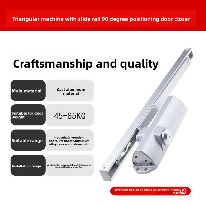 Slide Type Door Closer with 90° Positioning – Anti-theft Hydraulic Buffer