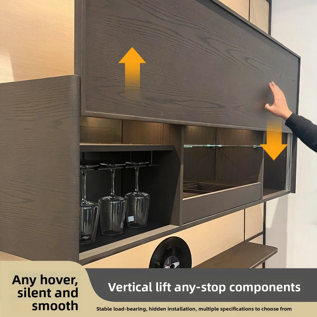 Up and Down Vertical Lift Sliding Door Hardware Cabinet Hanging Cabinet Single Door Moving Hover Rise Arbitrary Stop Accessories