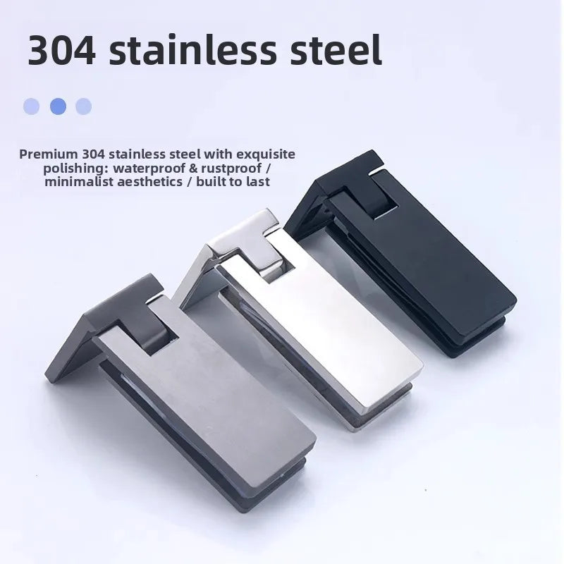 Frameless Glass Door Rectangular Bathroom Hinge 304 Stainless Steel Extremely Narrow Shower Room Hinge Door Clip Accessories