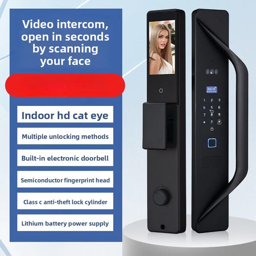 18 Languages Foreign Trade Smart Lock Fingerprint Lock Graffiti Visual Intercom 3D Facial Recognition Automatic Electronic Lock