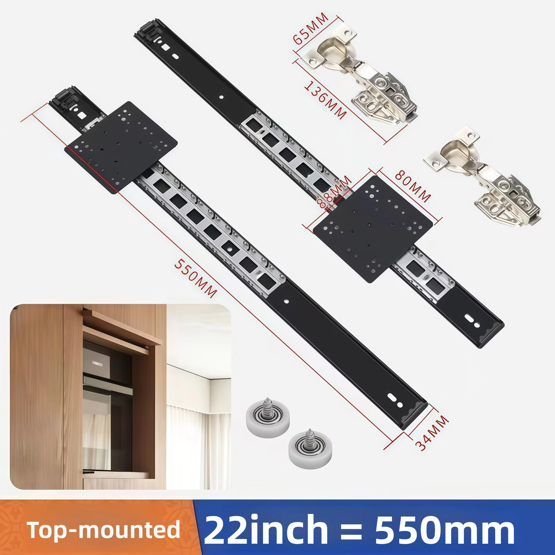 Upturn Folding Hidden Door Slide Rail Cabinet Clothing Cabinet Upturn Track Swing Door Pocket Hardware Accessories